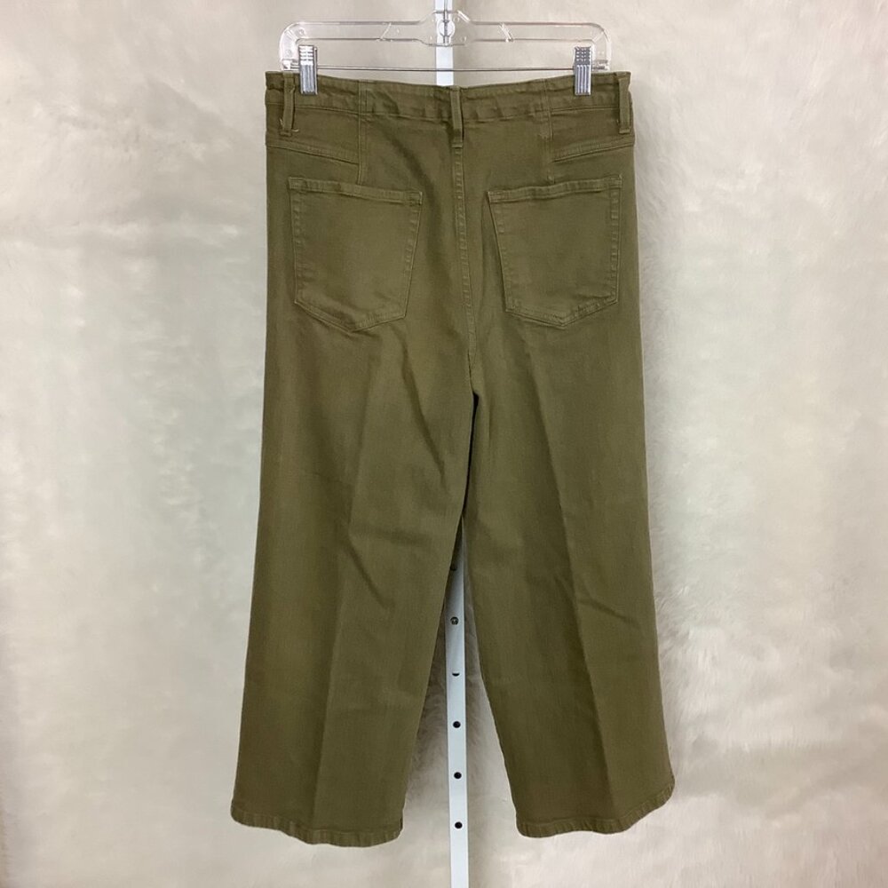 Frame Ali V-yoke High Waist Crop Wide Leg Jeans In Green 30 - Picture 2 of 5